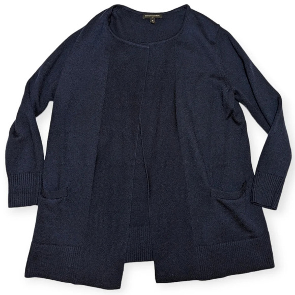 Banana Republic  Wool Blend Open Front Knit Navy Long Cardigan Woman's Medium - Picture 3 of 9